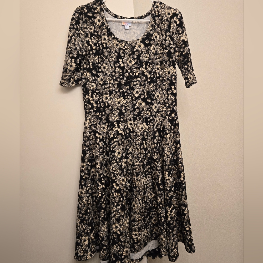 LuLaRoe Nicole XL Floral Black and Cream Dress